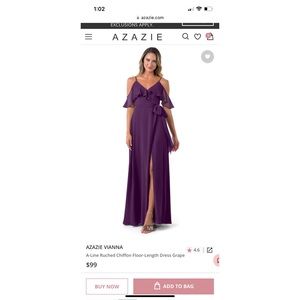 Azazie Vianna dress in grape. Size 14/16